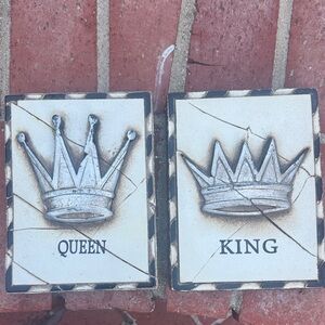 Sid Dickens Queen and King Crown Wall Art - Silver and Cream